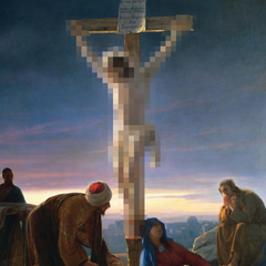 Digitally manipulated image of Carl Bloch's 'Crucifixion'